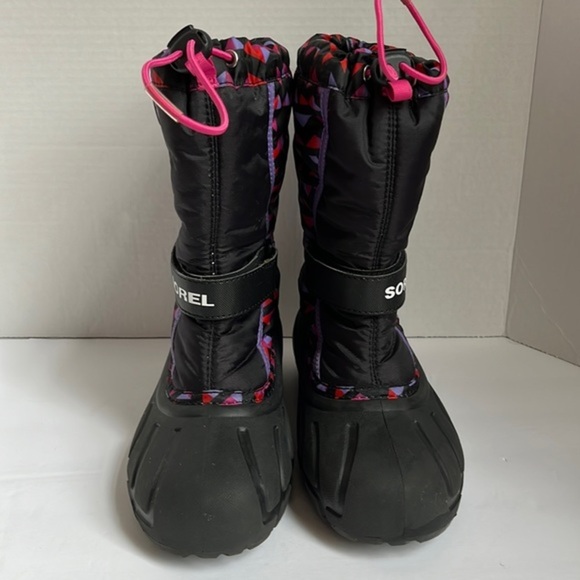 Sorel Youth‎ Flurry Print Winter Purple Pink Rubber Snow Boots Size 5 - Picture 3 of 11